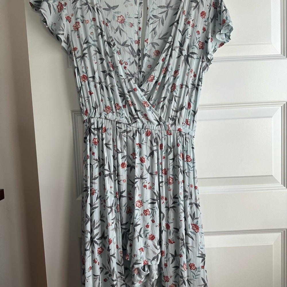 American Eagle Outfitters Light Blue Floral Wrap Maxi Dress W/shorts S - Picture 4 of 6